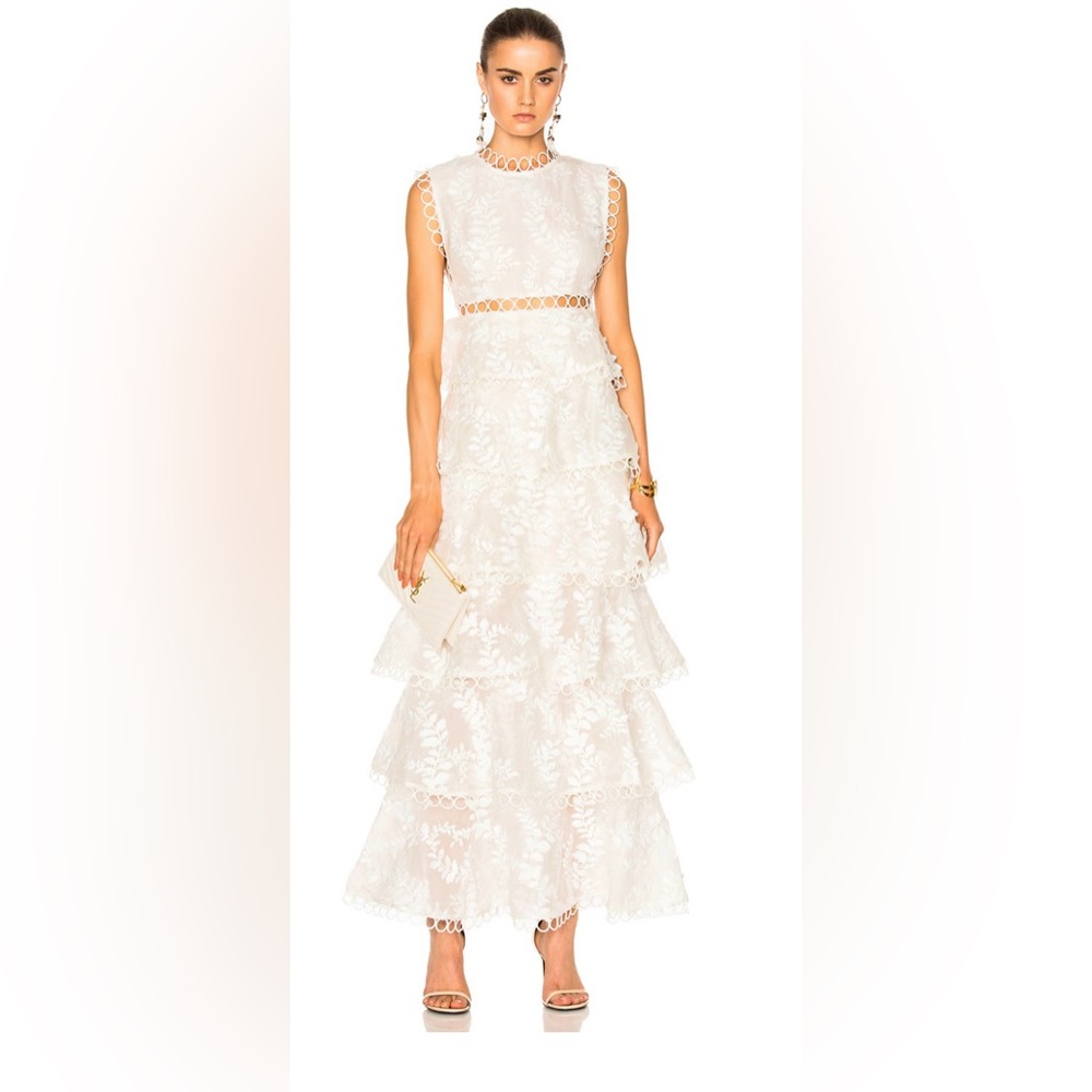 Zimmermann Winson Tiered White Maxi Dress, Zimmermann Size 2 (US 6-8)